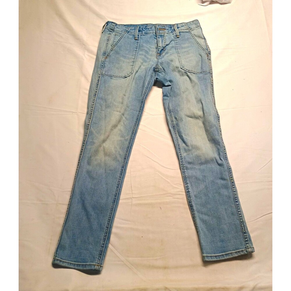 Gap Girlfriend Jeans Womens 4/27R Light Indigo Patch Pocket Straight Leg